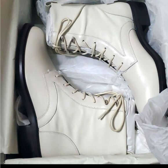 Rag & Bone Slayton Combat Leather Boot Antique White New in box with dustbag - Picture 4 of 10